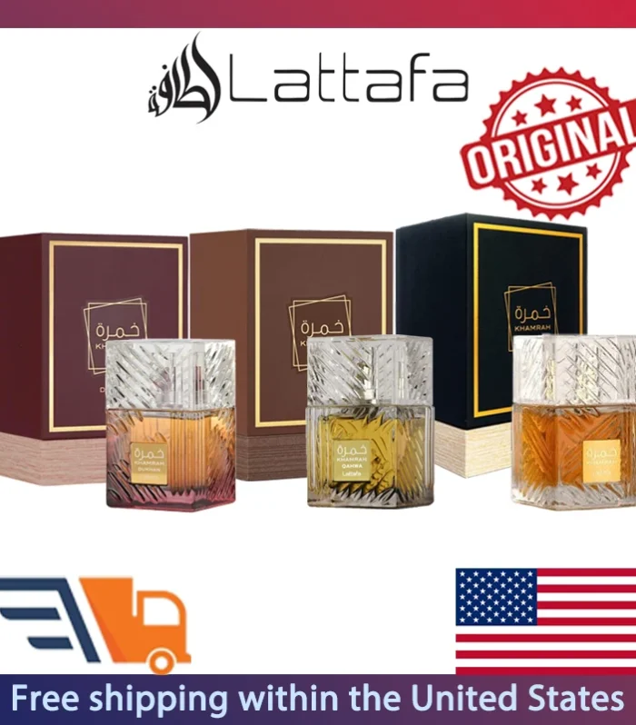 Lattafa Khamrah Eau de Parfum Spray 100ml Original Arab Perfumes Persistent Oriental Spicy Fragrance Perfume Male Cologne Gifts