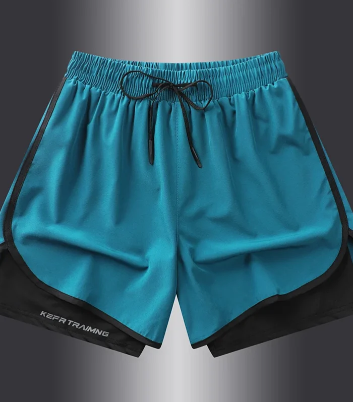 Fake two pieces of summer sports shorts, men's and women's quick drying three point running training itness lining American b