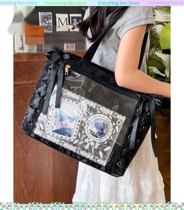 New Versatile Fashion Ribbon Itabag Large Capacity Green Large Food Anime Millet Bag Daily One Shoulder Tote Bag