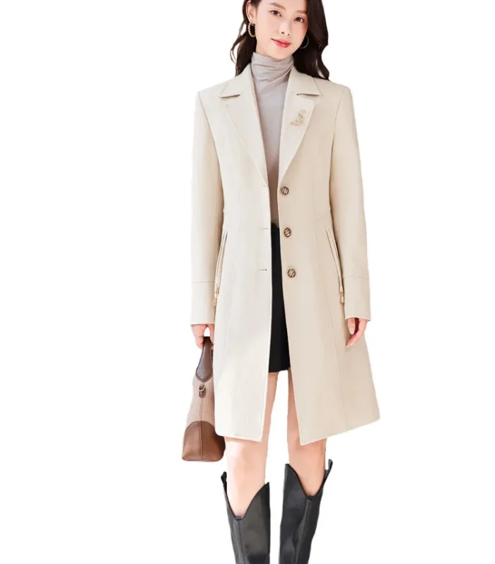 High End Female Coat Long Slim Trench Coat For Women’S England Single Breasted Khaki Women Windbreaker Larger Size Outwear