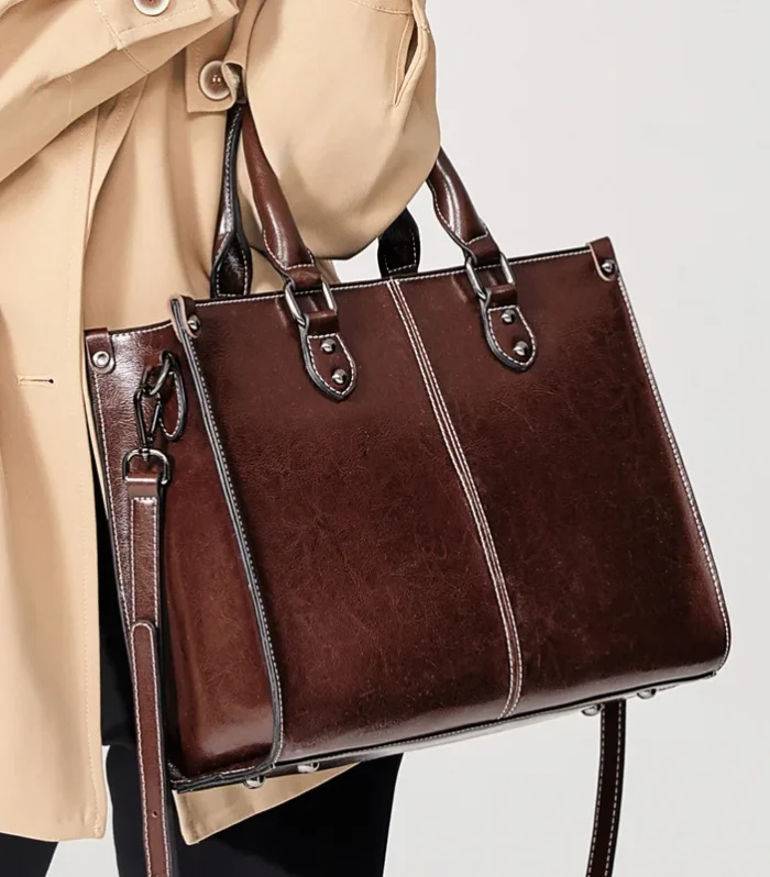 Women Handbag Cross body Shoulder Tote Bag Genuine Leather Shopping Fashion Office Female Real Cowhide Messenger Top Handle Bags