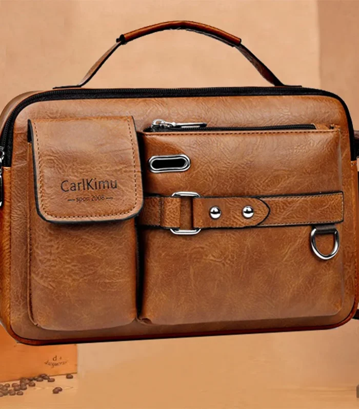 Men's Retro Messenger Bag with Waterproof Design, Large Capacity Laptop Briefcase for Office Work, Travel and School