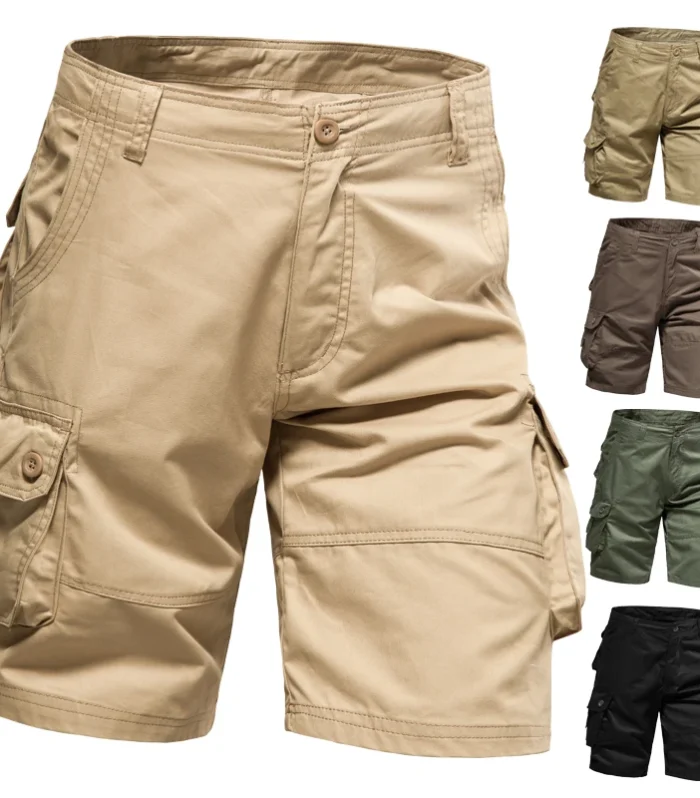 Men's Shorts Loose Large Size Multi-Pocket Overalls Summer Cotton Comfortable Nickel Pants Outdoor Casual Sports Beach Pants