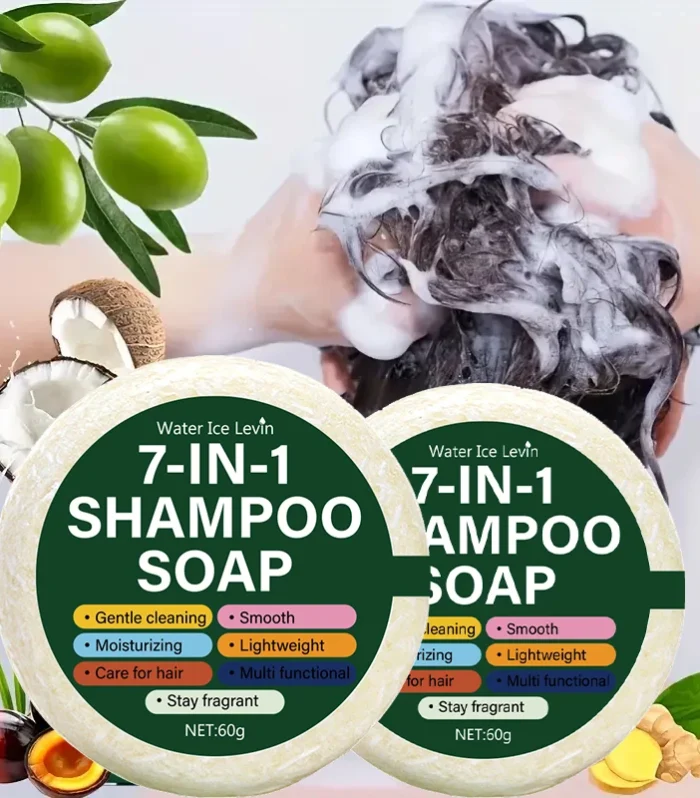 7-in-1 Shampoo Soap Bar | All-in-One Plant-Based Formula for Gentle Cleansing & Hydration. Lightweight & Long-Lasting Fragrance