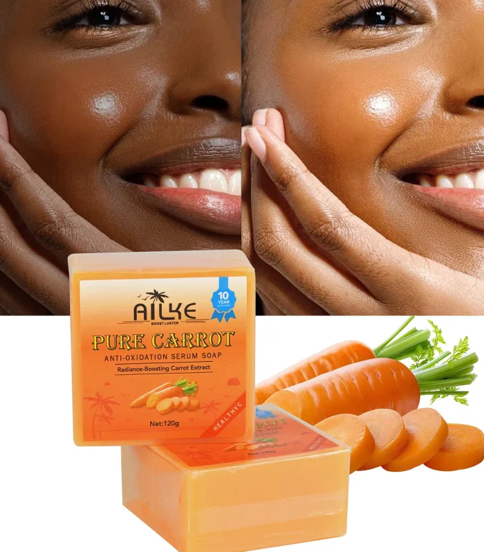 AILKE Pure Carrot Anti-Oxidation Serum Soap, Whitening, Clean Stains, Skin Brightening Soap Bar, With Vitamin C, For Body, Face