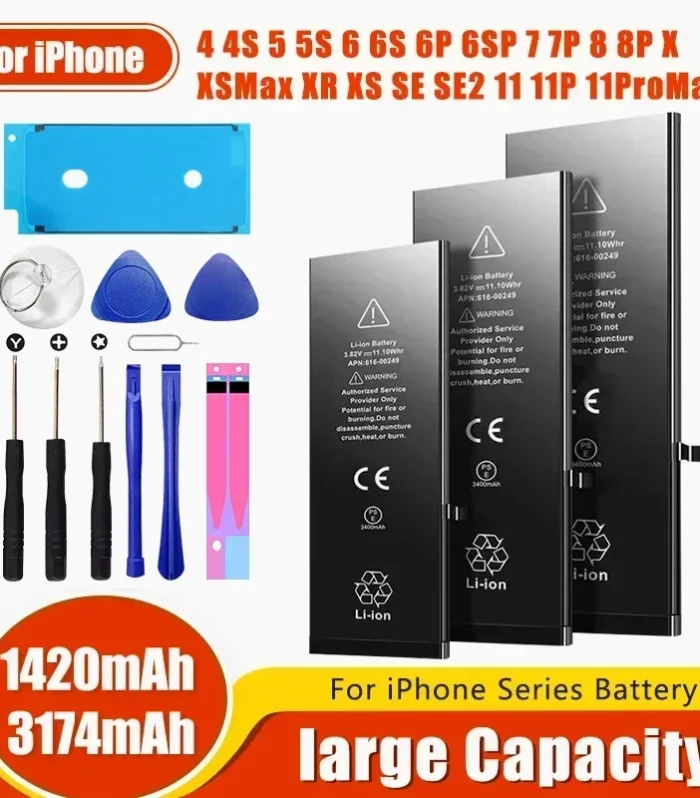 High Capacity Battery For iPhone 4 4S 5 5S 5C SE 2020 6 6S 7 8 SE2 Plus X XR XS 11 Pro Max Mobile Phone Pack New 0 Cycle Seal