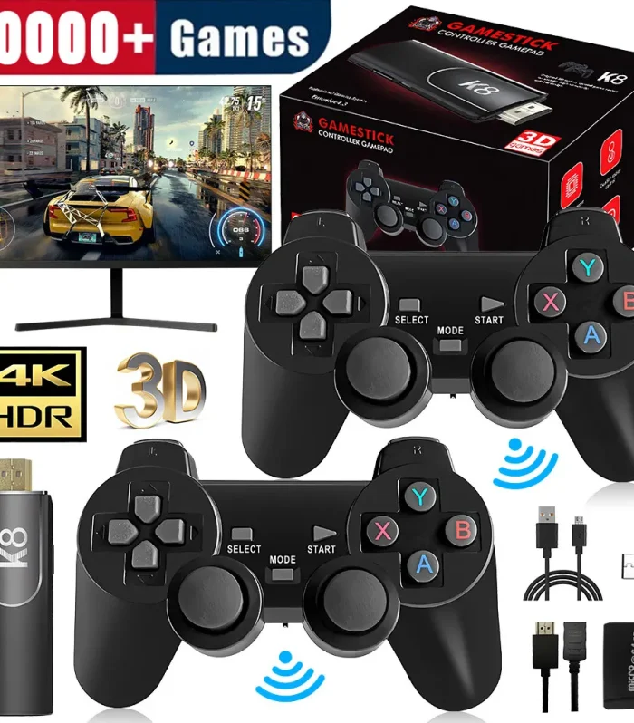 4K HD K8 Gamepad 64G Retro Video Game Console 40000+ Game 40+ Emulator Dual Wireless 2.4G Controller Retro Console Kids Gift Gam