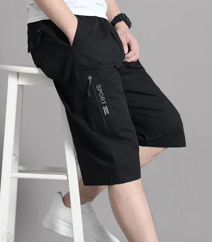 2025 New Summer new workwear shorts for men, thin, loose, pure cotton casual cropped pants, solid color series for menr men