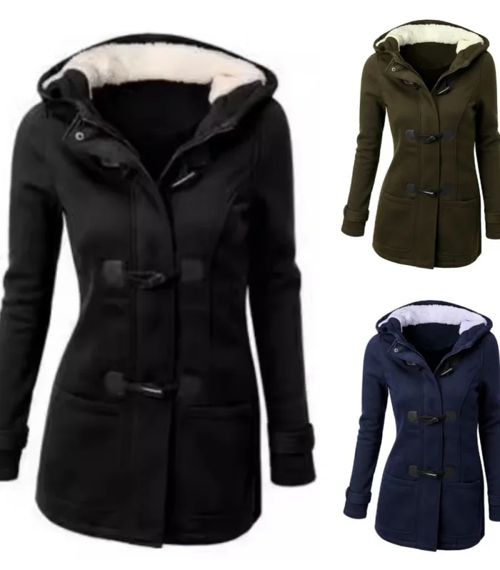 Best Selling Amazon Hooded Classic Cow Horn Button Jacket Cotton Coat Autumn/Winter Parkas Fashion Outerwear