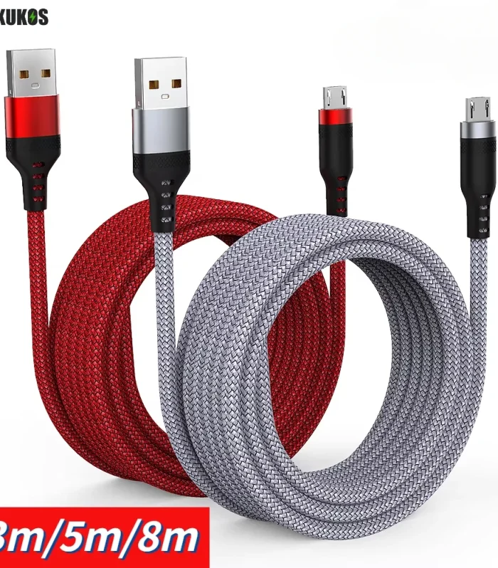 8m 5m 3m Cable Extended USB TYPE-C Micro Lightning Cable Braided Data Cable for iPhone Samsung Huawei Xiaomi POCO Switch Sony