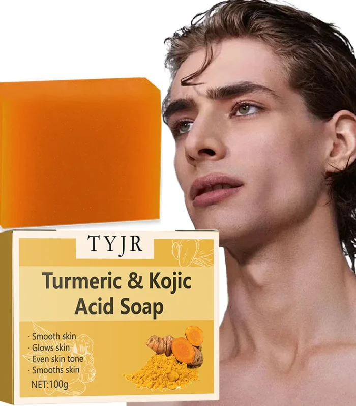 Lemon Turmeric Acid Soap - Deep Cleansing and Moisturizing, Contains Vitamin E and Olive Oil, Handmade for Hair, Face and Body, Suitable for All Skin Types, Lemon Turmeric Soap