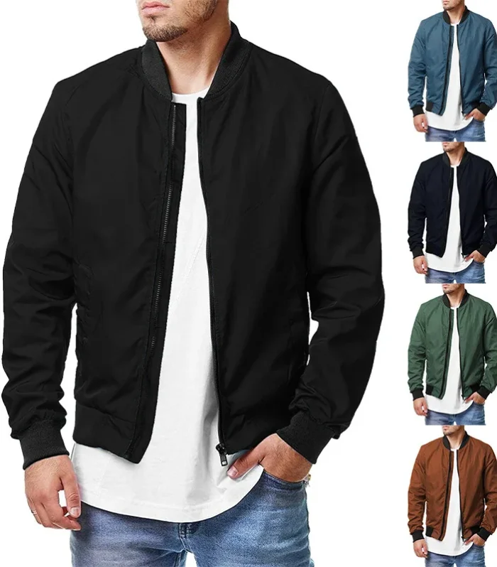 2023 new Solid Color Bomber Jacket Men Casual Slim Fit Baseball Mens Jackets New Autumn Fashion High Quality Jackets for Men