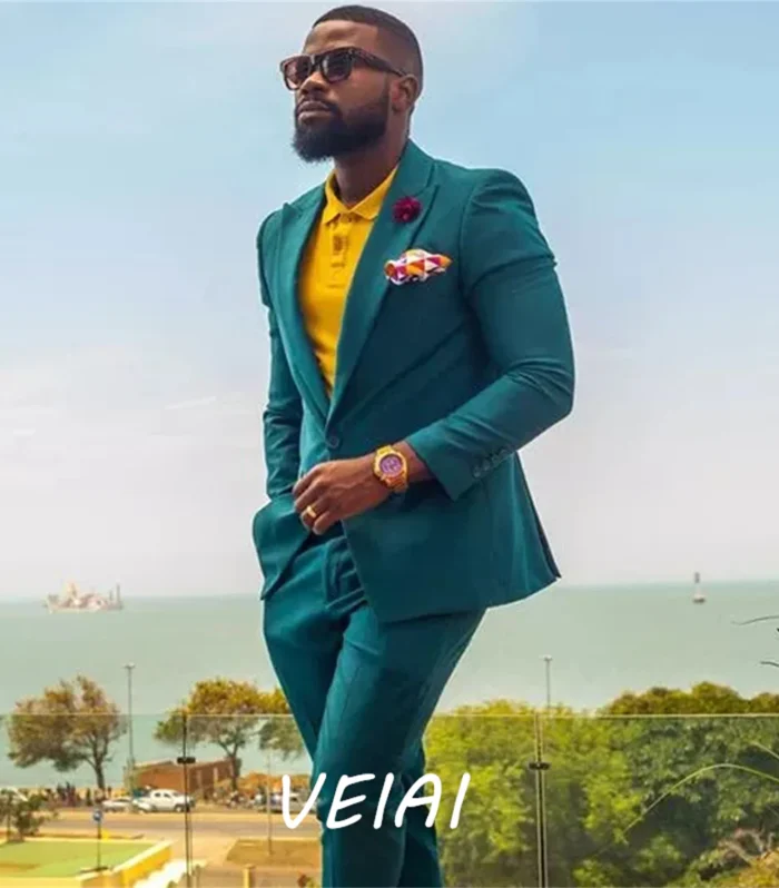 CustomizedArmy Green Peak Lapel Single Breasted Males Set for Wedding Party Groomsmen Coat Pant Designs Green Men Suit Slim Fit