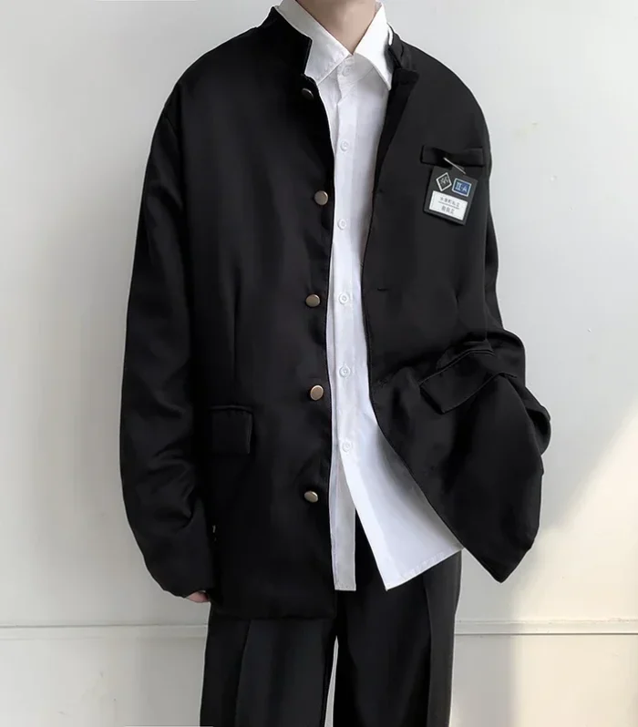 Japan Style School Uniform Jacket Stand Collar Men Women Tunic Suit Jacket DK Costume Black Coat With Nameplate High Version
