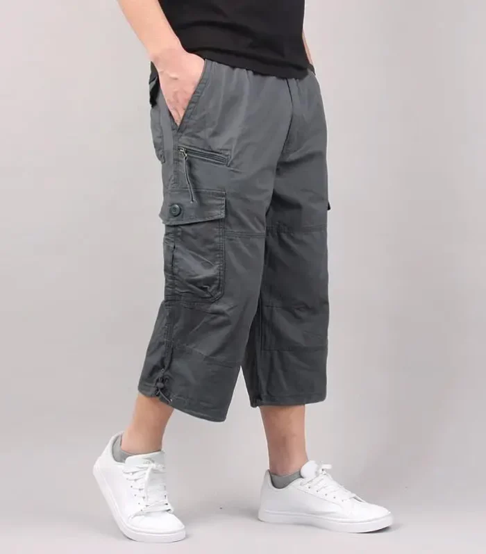 Men's Cargo Shorts Summer Loose Casual Pants Elastic Waist Large Size Outdoor Jogging Sweatpants Trend Multi Pockets