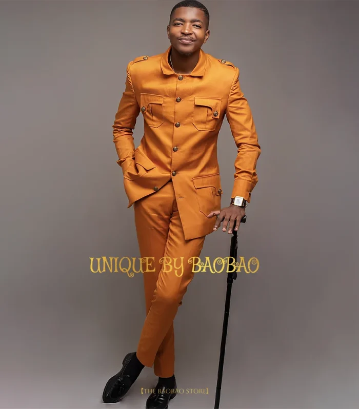Men's suit 2-piece set (jacket+pants) African/Indian style attire for wedding cocktail birthday Thanksgiving Xmas party tuxedo