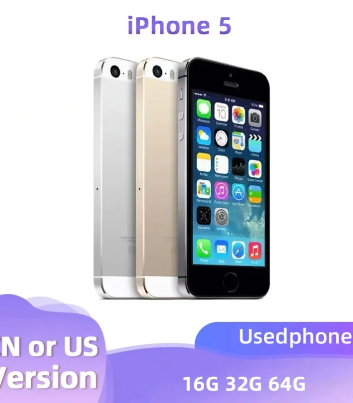 Used Original Apple iPhone 5 Unlocked Cell Phone iOS 16/32/64GB Silver Black For Option 4.0" IPS Screen 8MP Camera used phone