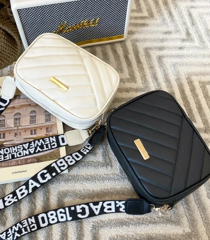 High quality women's PU rolling strip camera bag shoulder bag mobile phone bag casual crossbody bag