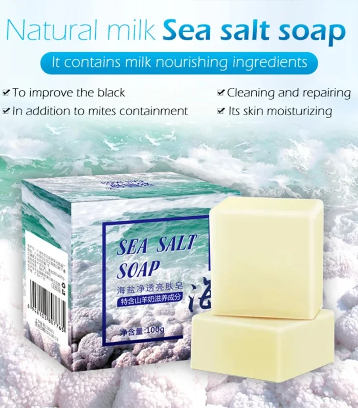 Sea Salt Soap Natural Milk Sea Salt Soap Remove Pimple Pores Acne Treatment Face Care