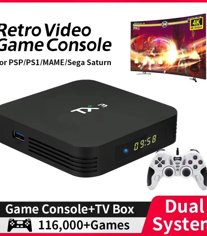 Hyper Base R1 Retro Video Game Console With 116,000+ Games for PSP/PS1/PS2/MAME/N64 Android TV Box Emulator Console 5G WIFI 4K