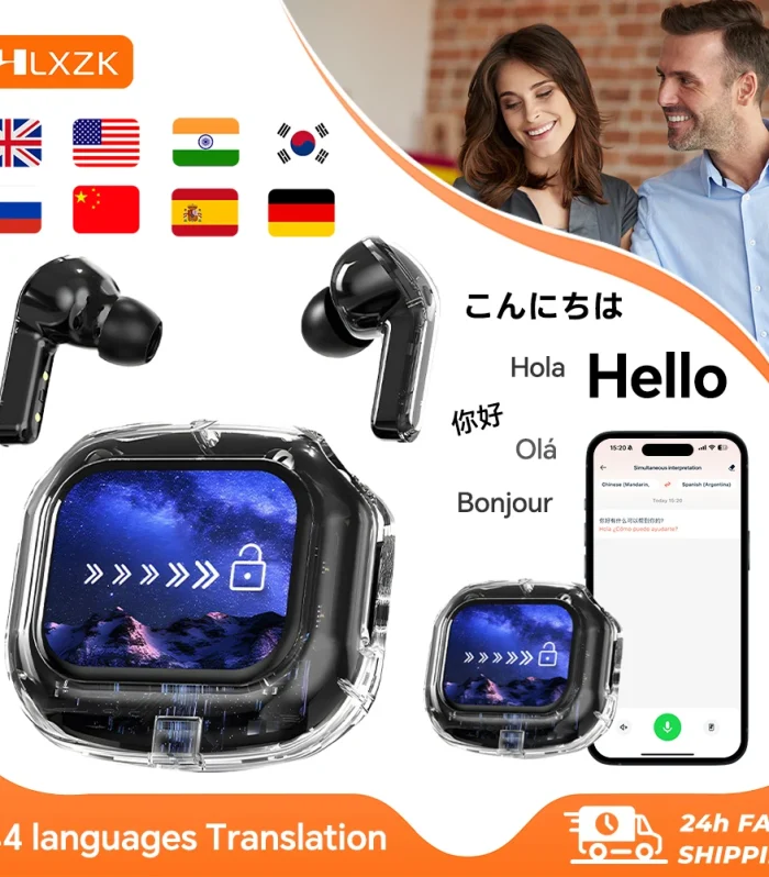 Translation Headphones with Multifunction Touch Screen Smart Wireless Bluetooth Earphone HiFi Audio Quality Business Earbud