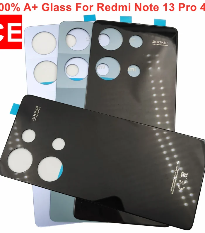 100% A+++ CE Glass Back Lid Door For Xiaomi Redmi Note 13 Pro 4G Battery Cover Rear Housing Case Shell With Adhesive Glue LOGO