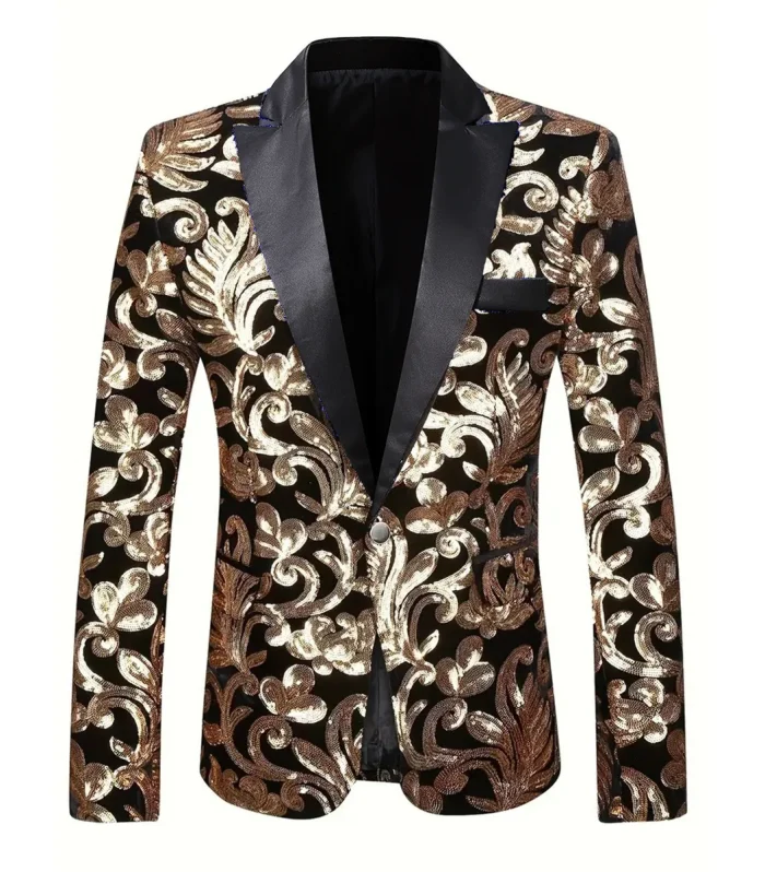 New Men's Splendid Blazer, Nightclub DJ Host Banquet Sequins Performance Costume