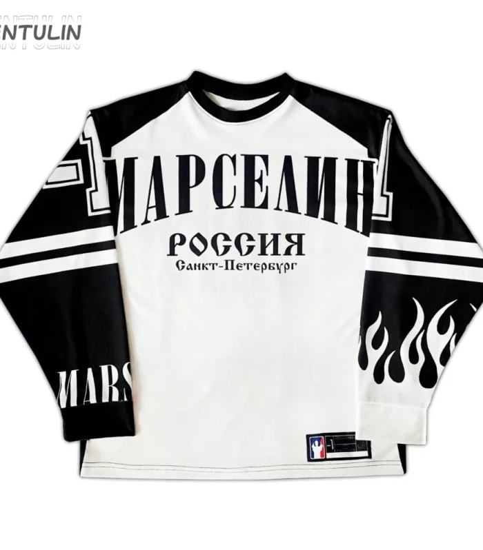 Harajuku Casual Baseball Jersey Tops Oversized Gothic Y2K Streetwear марселин Jersey Long Sleeves Tshirt Men's Clothing Women BF