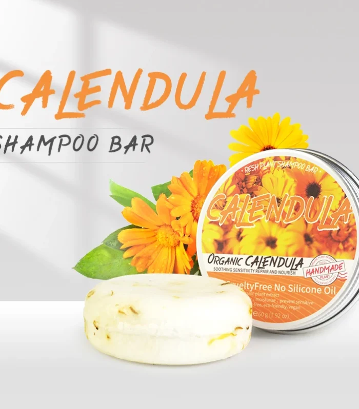 Calendula plant shampoo soap has no silicone oil or residue, deeply cleanses the scalp, controls oil and removes oil