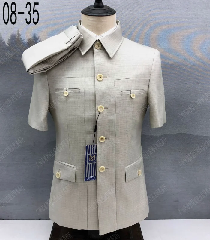 2025 New Fashion Blue Suit Sets For Men Evening Dinner Formal Slim Fit Outfits Classic Single Breasted Blazer Pants 2 Pieces