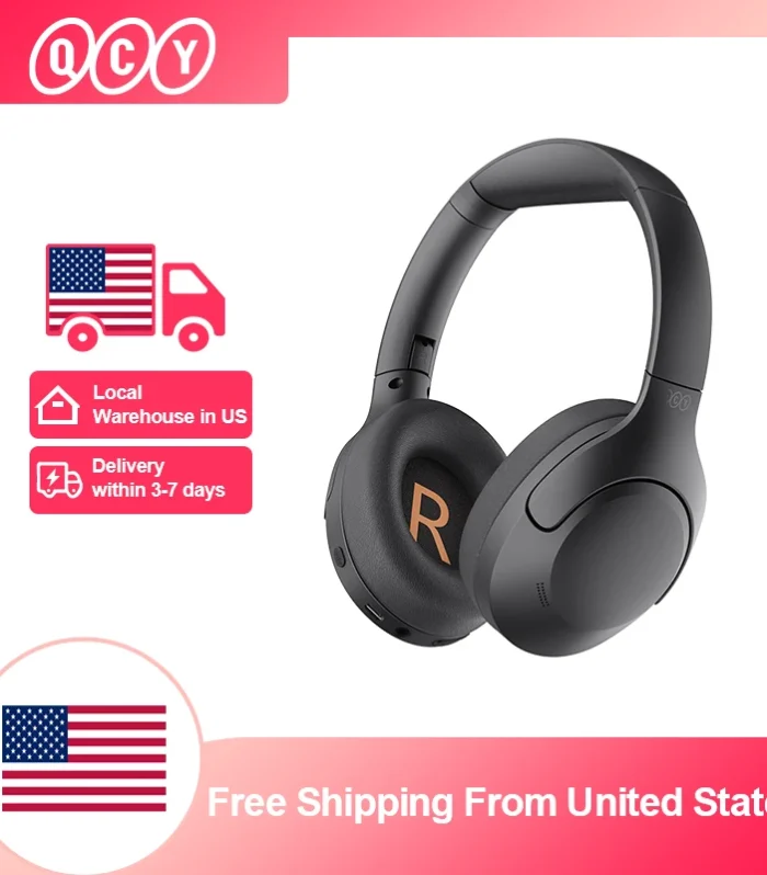 QCY H3 Lite ANC Wireless Headphones Bluetooth 5.3 Active Noise Cancelling Over Ear Headset 40mm Driver HiFi Sound Earphones