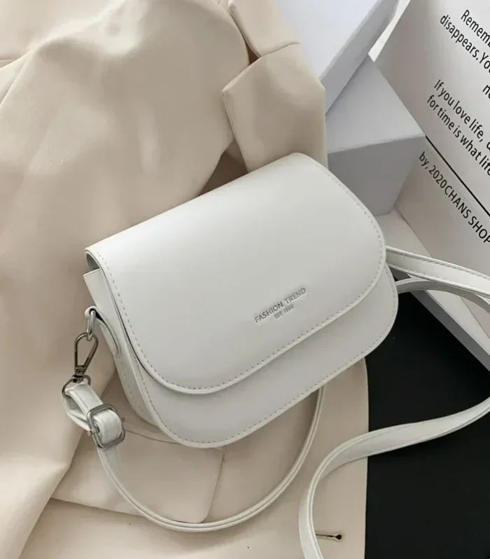 Trendy Saddle Shoulder Bag Women PU Leather Crossbody Bag Simple Solid Color Flap Messenger Bag Fashion Handbags Pouch